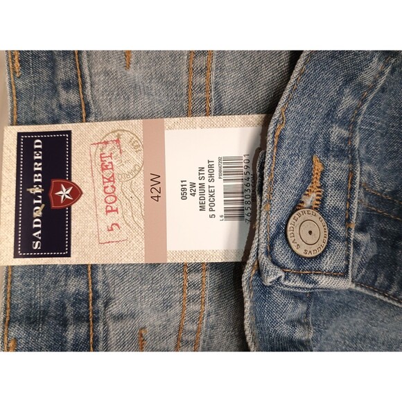 Saddlebred Shorts Mens 42 Denim Cotton Jeans Med Blue 5 Pocket 9.5 in Inseam NWT - Picture 8 of 11